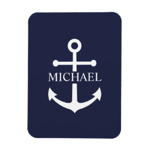 Magnet Flexible Ancre bleue marine Nom personnalisé