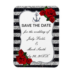 Magnet Flexible Ancre nautique Mariage Silver Black Stripes
