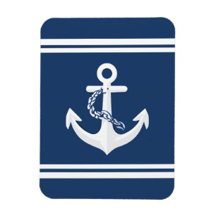 Magnet Flexible Ancre nautique voile nautisme blanc bleu marine