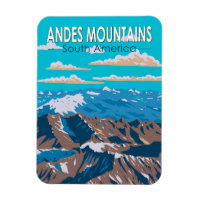 Andes Mounts Amérique du Sud Voyage Art Vintage