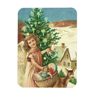 Magnet Flexible Angel bringing Christmas poiss and presents