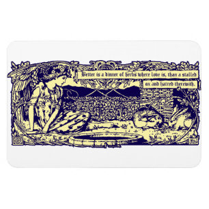 Magnet Flexible Angel et lapins dans le jardin fleuri avec bannièr