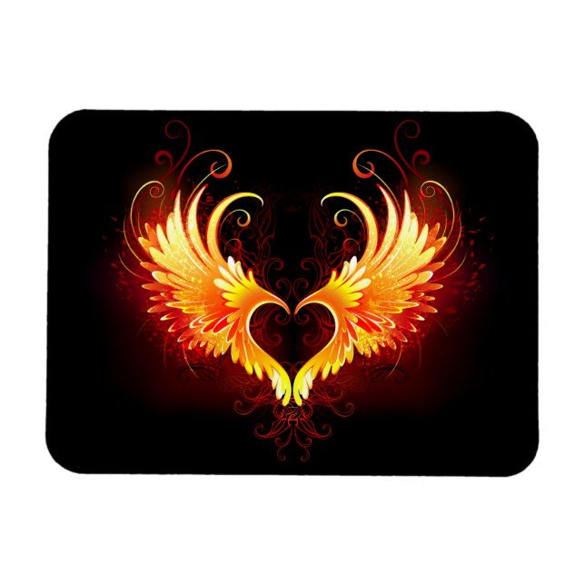 Magnet Flexible Angel Fire Heart with Wings (Horizontal)