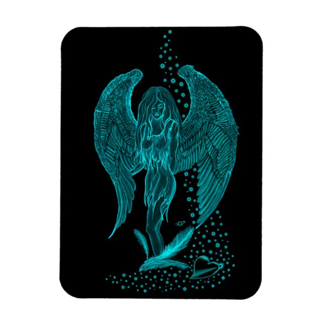 Magnet Flexible Angel perdu en amour, noir et vert Design (Vertical)
