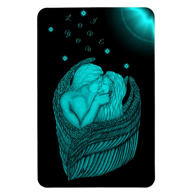 Magnet Flexible Angels Kissing, noir et vert Design (Vertical)