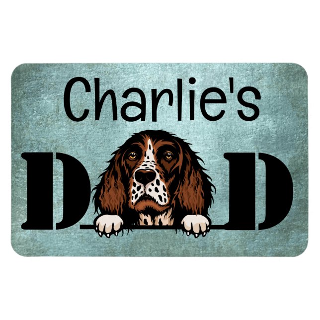 Magnet Flexible Anglais Springer Spaniel Peeking Personnalisé Papa (Horizontal)