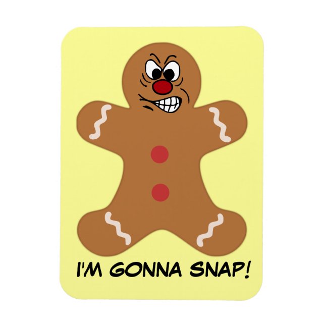 Magnet Flexible Angry Gingerbread Homme Cookie (Vertical)