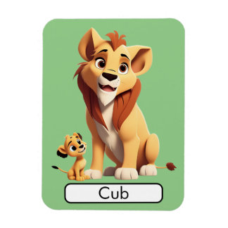 Magnet Flexible Animal Flashcard Lion/Cub, enfants, animaux, appre