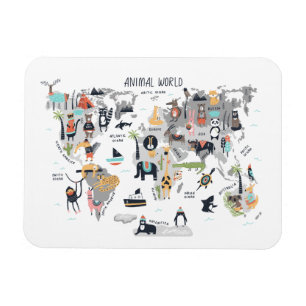 Magnet Flexible Animal World Map