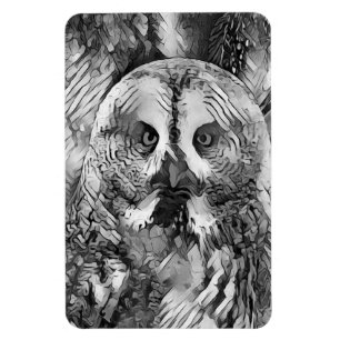 Magnet Flexible AnimalArtBW_Owl_001