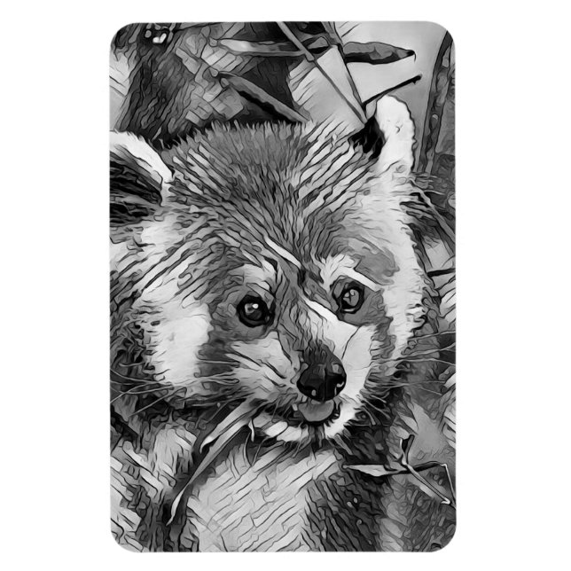 Magnet Flexible AnimalArtBW_RedPanda_003 (Vertical)