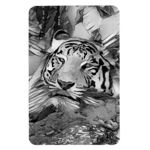 Magnet Flexible AnimalArtBW_Tiger_002