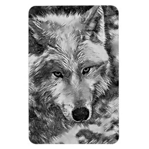 Magnet Flexible AnimalArtBW_Wolf_002