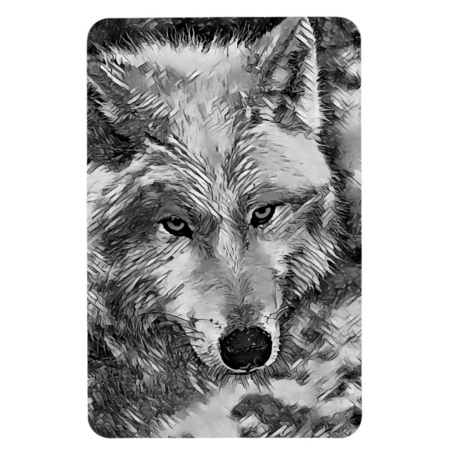 Magnet Flexible AnimalArtBW_Wolf_002 (Vertical)