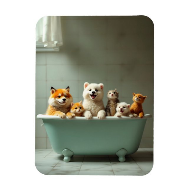 Magnet Flexible Animaux amusants dans la baignoire (Vertical)