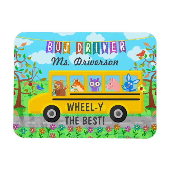 Magnet Flexible Animaux mignons pour chauffeur de bus scolaire | N (Horizontal)