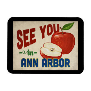 Magnet Flexible Ann Arbor Michigan Apple - Vintage voyage