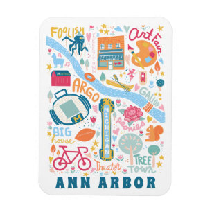 Magnet Flexible Ann Arbor Michigan Carte Choses favorites