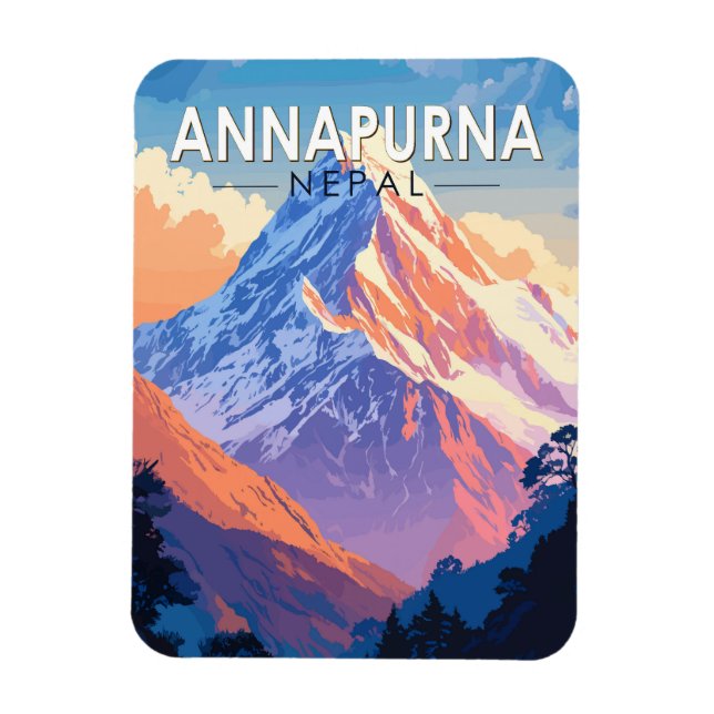 Magnet Flexible Annapurna Nepal Travel Art Vintage (Vertical)