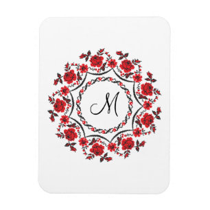 Magnet Flexible Anneau rose Monogramme personnalisé initial