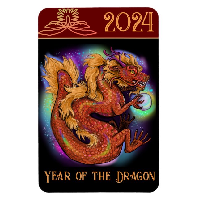 Magnet Flexible Année chinoise du zodiaque du dragon 2024 Nouvel A (Vertical)