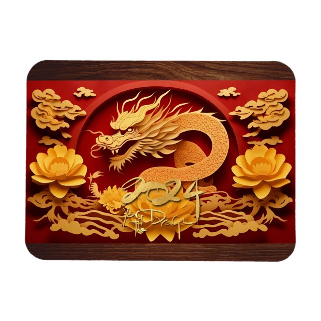 Magnet Flexible Année chinoise et vietnamienne du dragon de bois 2 (Horizontal)