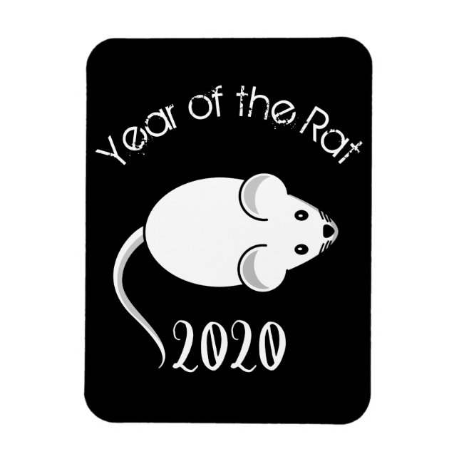 Magnet Flexible Année de la souris Rat 2020 avec texte (Vertical)