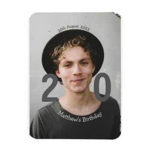 Magnet Flexible anniversaire 20 ans ajouter nom photo date homme b
