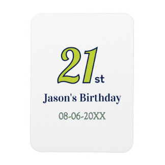 Magnet Flexible anniversaire 21 ans nom lettre gras jaune bleu ver
