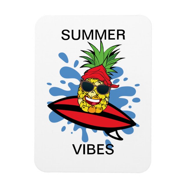 Magnet Flexible Anniversaire amusant de surf ananas (Vertical)
