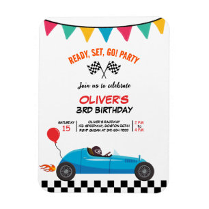 Magnet Flexible Anniversaire de enfant de course automobile Invita