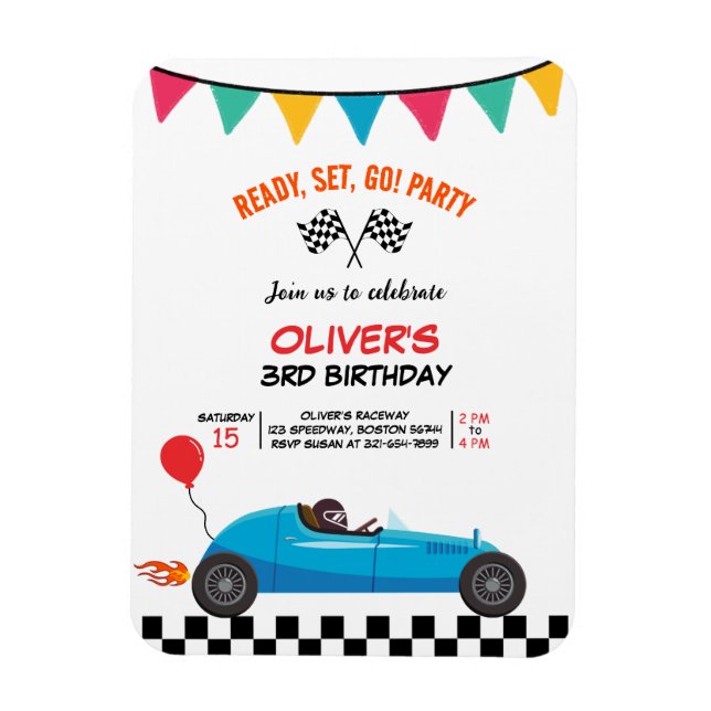 Magnet Flexible Anniversaire de enfant de course automobile Invita (Vertical)