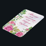 Magnet Flexible Anniversaire de la profession religieuse Roses ros<br><div class="desc">Une belle façon d’envoyer des bénédictions en célébrant l’anniversaire de la profession religieuse d’une religieuse catholique. Des roses roses entourent l'écriture élégante du script,  sur un arrière - plan d'aquarelle douce.</div>