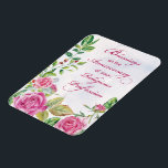 Magnet Flexible Anniversaire de la profession religieuse Roses ros<br><div class="desc">Une belle façon d’envoyer des bénédictions en célébrant l’anniversaire de la profession religieuse d’une religieuse catholique. Des roses roses entourent l'écriture élégante du script,  sur un arrière - plan d'aquarelle douce.</div>