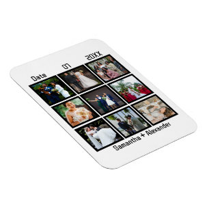 Magnet Flexible Anniversaire de mariage personnalisé moderne 9 pho