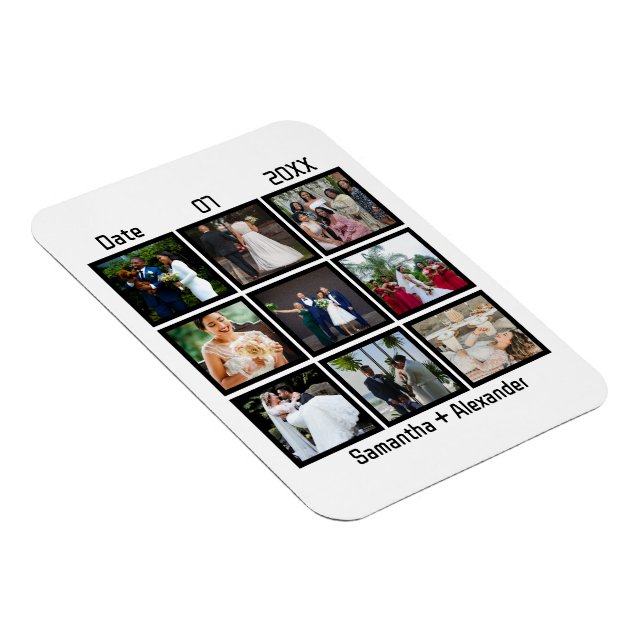 Magnet Flexible Anniversaire de mariage personnalisé moderne 9 pho (Côté Droit)