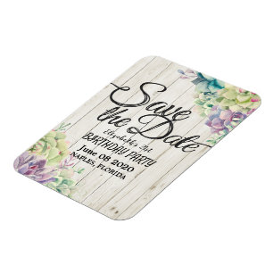 Magnet Flexible Anniversaire Économisez La Date Succulent Bois Rus