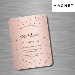 Magnet Flexible Anniversaire or rose étoiles simple invitation de