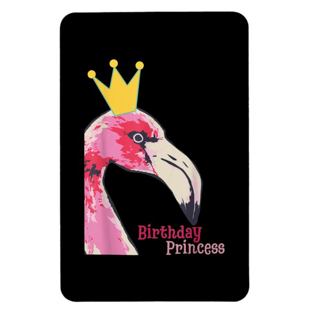 Magnet Flexible Anniversaire Princesse Flamant rose fille | Flaman (Vertical)