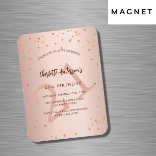 Magnet Flexible Anniversaire rose or étoiles âge luxe invitation