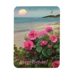 Magnet Flexible Anniversaire sauvage de la plage Rose