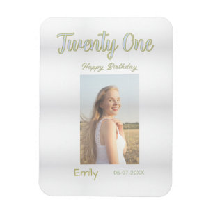 Magnet Flexible anniversaire vingt et un ans photo ombre fille gri