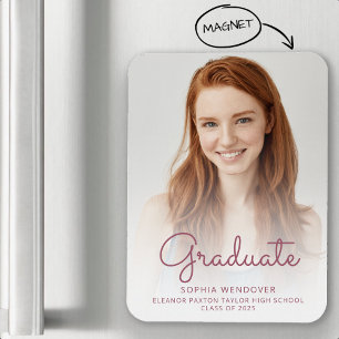 Magnet Flexible Annonce de diplôme Script Bourgogne 2026 Photo