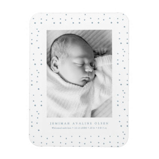 Magnet Flexible Annonce de naissance de bébé avec confettis bleus,