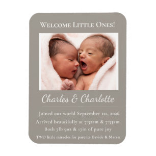 Magnet Flexible Annonce de naissance de jumeaux bébé•Photo personn