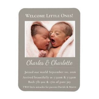 Magnet Flexible Annonce de naissance de jumeaux bébé•Photo personn