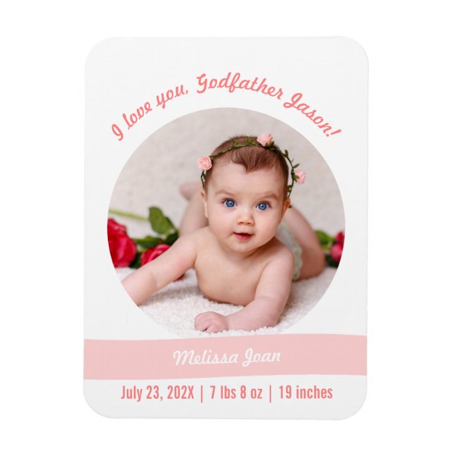 Magnet Flexible Annonce de naissance photo de bébé fille chic parr (Vertical)