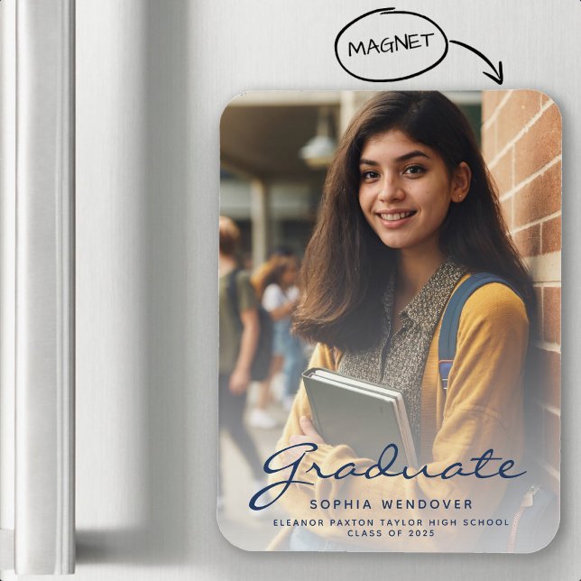 Magnet Flexible Annonce de remise de diplôme 2026 Bleu Nuit Or (Créateur téléchargé)