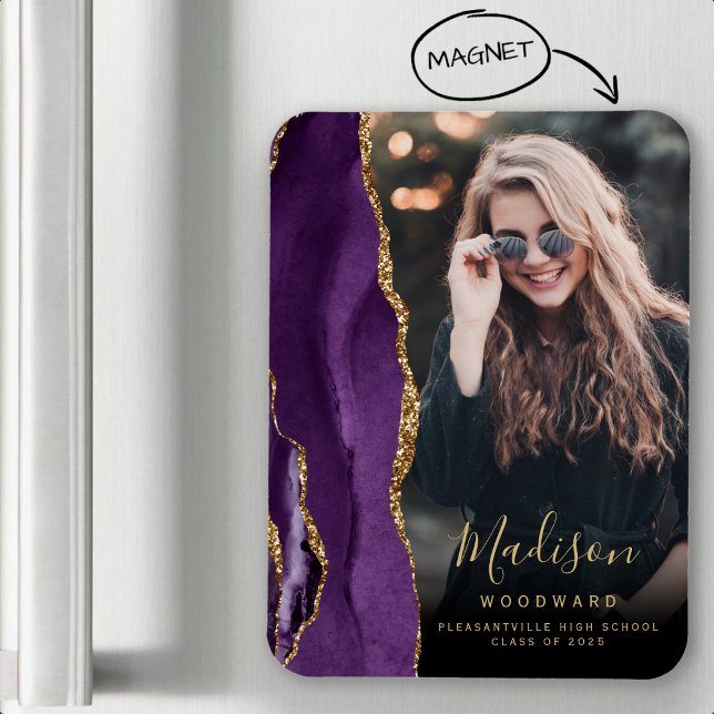 Magnet Flexible Annonce de remise de diplôme photo Agate Violette  (Créateur téléchargé)