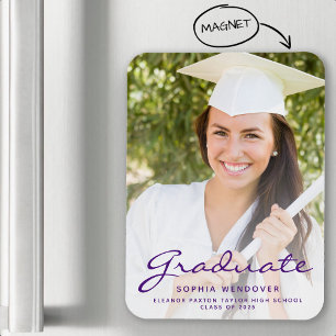 Magnet Flexible Annonce de remise de diplômes avec écriture violet